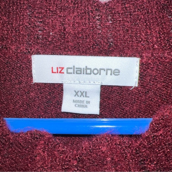 Liz Claiborne Woman Size XXL Pullover  Scalloped Crew Neck Sweater Maroon. - Picture 4 of 8